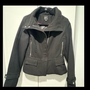 Express Black Wool Moto Jacket Lined with Zipper Pockets EUC Size Medium